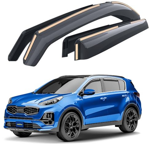 Goodyear Windabweiser für/kompatible mit Kia Sportage SUV Zubehör 2016-2022 QL - Integrierte Regenabweiser - Autofenster Regenschutz - Windabweiser Autofenster - Einfache Montage - Garantie 4 Set