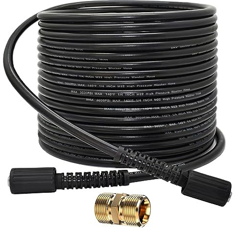 DANCINGBOAR Tubo per Idropulitrice ad Alta Pressione 15M, 50FT 3600PSI Tubo di Prolunga per Lavaggio a Getto, Tubo di Ricambio per Idropulitrice Femmina M22 Compatibile con Karcher Standard M22-14