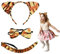 Fennoral 3tlg Tiger Kinderkostüm Tigerohren Stirnband mit Schwanz Fliege Waldtiere Königstiger Cosplay für Kindergeburtstag Dschungel Karneval Halloween Fasching Party Gefallen