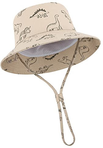 TOMEEK Sombrero de Sol para Bebé Gorro Bebe Verano Gorra Pescador Protección Solar Bebé Niños y Niñas UPF 50+ Gorra Playa Plegable con Correa Ajustable para la Barbilla y ala Ancha, Caqui, Talla M