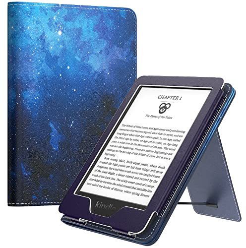MoKo Hülle für den Neuen 6 Kindle (11. Generation, 2024/2022 Release)/(10./8. Generation, 2019/2016), Ultraleichte PU-Schutzhülle mit Auto Wake/Sleep für Kindle 2024, Blau Sterne