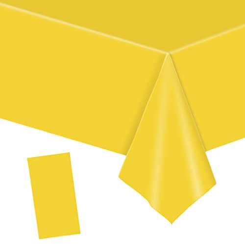 YAAVAAW Vaisselle et accessoires de fête aux couleurs unies (jaune, nappe)