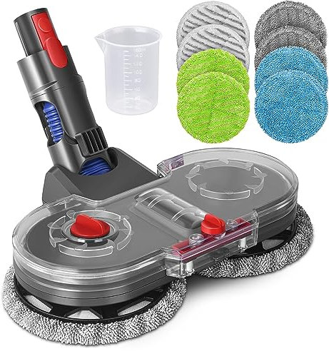 RUKHOOL Wischaufsatz für Dyson V15 V11 V10 V8 V7 Staubsauger Elektrischer Bodenwischer Zubehör Wischmopp Ersatzteile mit 8 Wischpads,1 Wasserbehälter
