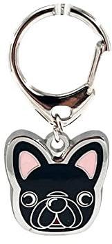 BT Bear Porte-clés en métal avec pendentif en forme de chien pour animal domestique (bouledogue français noir)