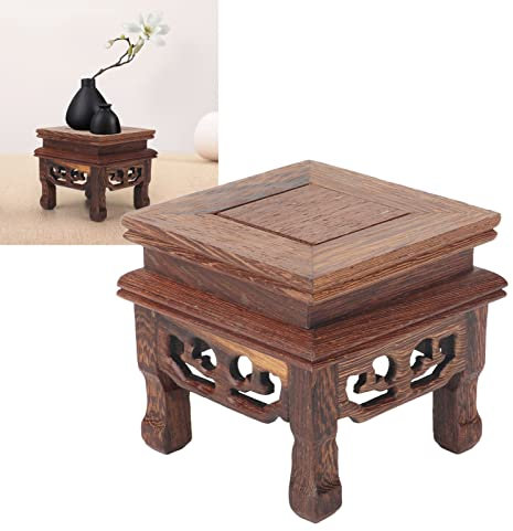 BestAlice Riser in Legno, Espositore in Legno da 4x4 Pollici, Piedistallo in Legno per Bonsai, Base per Teiera Quadrata Piccola, Piedistallo in Legno Stile Retrò per Gioielli in Teiera Vegetale