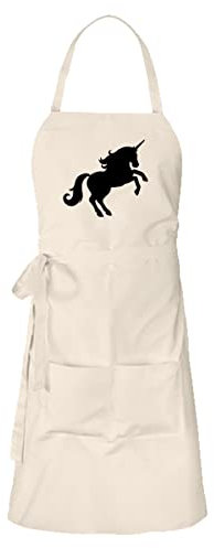 huuraa Schürze Einhorn Silhouette Vorbinder Grillschürze Natur mit Motiv für alle Unicorn Fans Geschenk Idee für Freunde und Familie