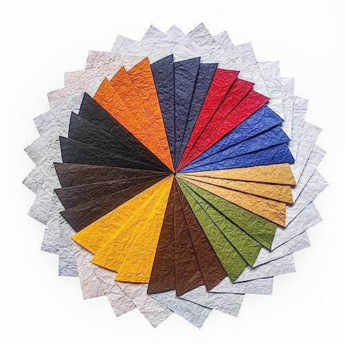 KZ Studio - Origami Duo Momi Kozo Washi Papier 30 Blatt Premium Momigami Maulbeere Reispapier für Kunst Handwerk Origami Kartenherstellung