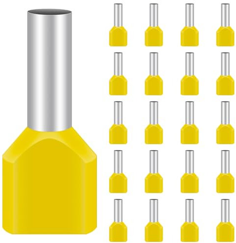 100 Stück Twin Aderendhülsen 6mm², Hanibos Aderendhülsen Set Isolierte Aderhülsen Kabelendhülsen für Drahtverbindung