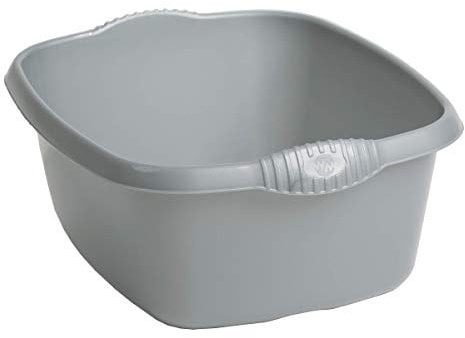 M1SS Large Rectangular Washing Up Plastic Bowl, 12 Litre, Silver High Grade 39cm Basin Kitchen Mixing Bowls Sink Tidy Upcycled Kitchen Sink, Basin Tidy Organizer