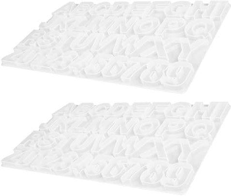 2 stampi in silicone alfabetico, 26 lettere, 10 numeri, antiaderenti, riutilizzabili, grandi stampi per lettere in silicone, per fondente, cottura, torte, decorazioni