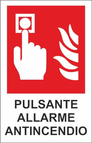 M-ITALY CARTELLO SEGNALETICO - pulsante allarme antincendio - Adesivo Extra Resistente, Pannello in Forex, Pannello In Alluminio (15x10, Alluminio)