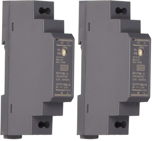 MEAN WELL Netzteil 12W 5V 2,4A ; MeanWell HDR-15-5 ; DIN-Rail Trafo, Schwarz (Packung mit 2)