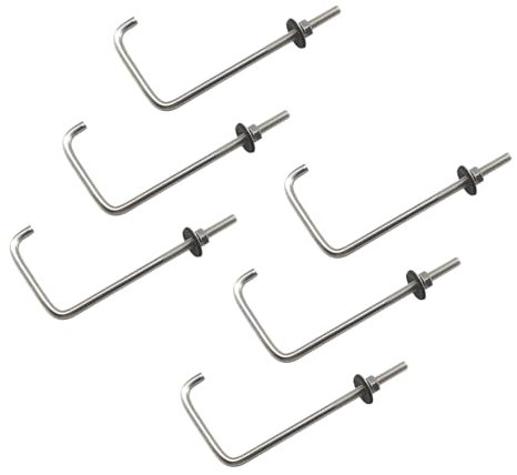 Schraubhaken aus 304 Edelstahl, M6 x 60 x 150 mm, mit Muttern, Unterlegscheiben, Deckenmontage, Haken, Gewindeschrauben, 6 Stück