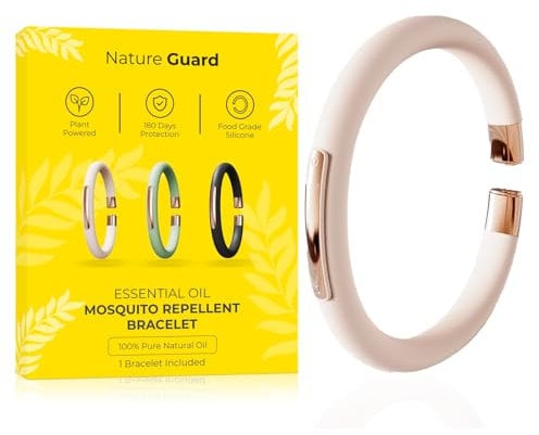 Nature Guard Mosquito Repellent Bracelet, Refillable Insect Repellent Bracelet with 6 Essential Oil Refills(2 Sticks per Pack), Deet-Free Mosquito Bands for Adults & Kids, Resealable Packaging.(Pink)