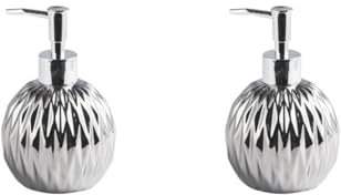 2er-Set Keramik-Seifenspender, Massageöl, Duschgel, nachfüllbar, für Badezimmer-Stil B, Silber, Flasche