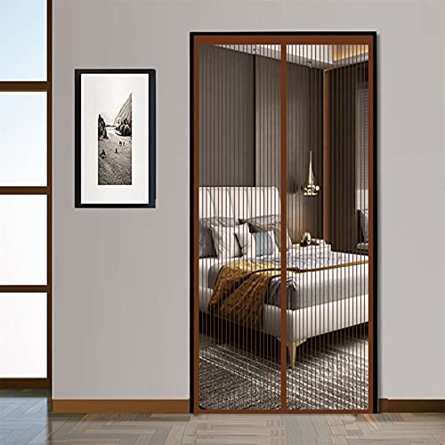 Magnetischer Fliegengitter-Tür-Insektenschutz, 140 x 250 cm, Auto schließender Insektenschutzvorhang mit für Balkontür, Wohnzimmer, Terrassentür, Braun