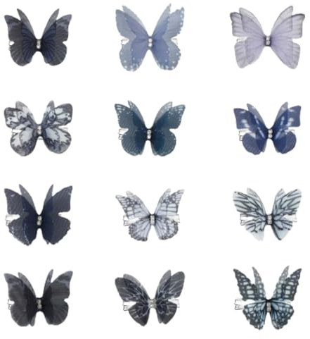 12 Pezzi Clip per Capelli a Farfalla,Mollette a Farfalla Colorate 3D Clip a Farfalla,Farfalla Mollette per Capelli, Glitterate Clip per Capelli a Farfalla a Scatto per Donna Bambini