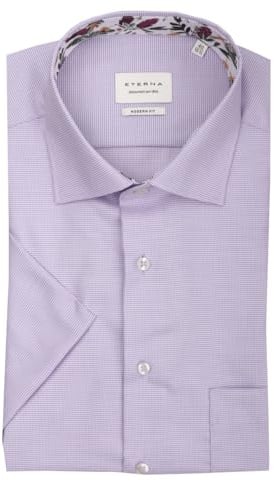 ETERNA Modern Fit Hemd Halbarm New Kent Kragen Struktur Flieder Größe 42