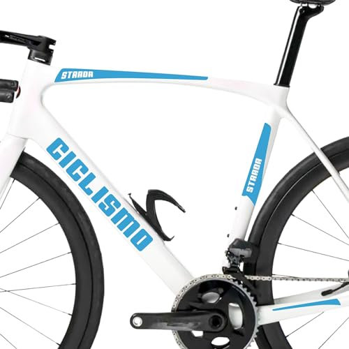 Kit mit 8 Aufklebern für Fahrrad, Universal-Rahmen, MTB, Mountainbike, Rennrad, Cross-Fatbike, Downhill Elektro-Rahmen, Artikelnr. 2400 (053 Hellblau)