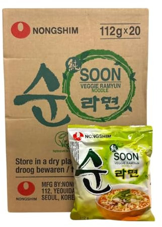 Caja Ramen Coreano Vegetal Soon de Nongshim 112g (Pack de 20)