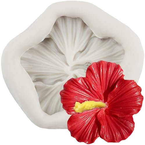 MINFEIDMS Moule en Silicone en Forme de Fleur d'Hibiscus pour Décoration de Gâteaux en Sucre, Pâte à Sucre et Pâte Polymère