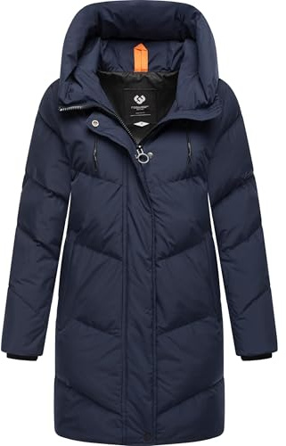 Ragwear Damen Mantel lange warme wasserdichte Winterjacke mit hohem Kragen und Kapuze Avelin YOUMODO XS-3XL