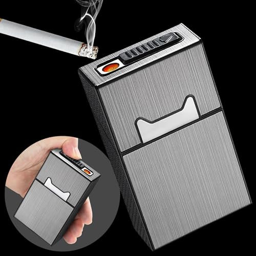 Étui à cigarettes avec briquet, boîte à cigarettes avec briquet intégré, briquet électrique 2 en 1 rechargeable par USB sans flamme