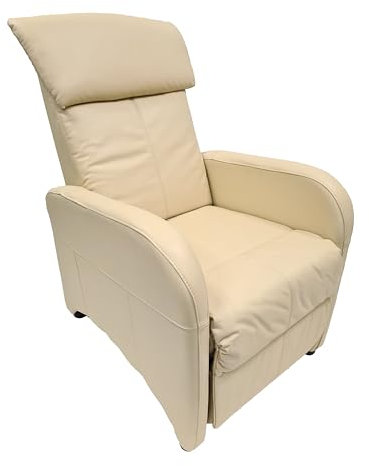 abc HOME Sessel | Liegefunktion | Polyurethan, Creme, 73 cm T x 90 B x 110 cm H