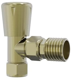 Blümme Angled Manual Radiator Valve Modern Central Heating Towel Taps One Pair - Brushed Brass