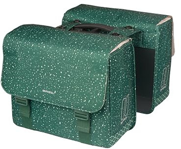 Basil Flair Doppelte Fahrradtasche MIK - 35L, Grün, Wasserabweisend, Aus recyceltem Polyester, Inkl. abschließbarer MIK-Adapterplatte, Perfekt für Stadt und Alltag