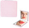 1 miroir de poche portable en PU, 72 mm, compact et pliable, pour sac à main, voyage, maquillage (rose carré)