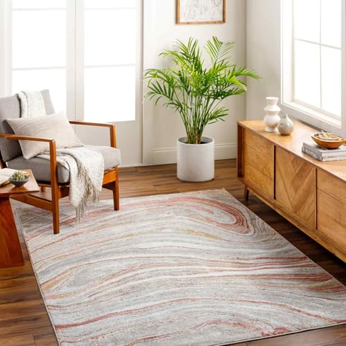 Livabliss Starec Abstract Rug - Area Rugs Living Room 120x170 cm, Dining Room, Lounge, Kitchen, Bedroom - Modern Marble Large Rug, Soft Luxurious Easy Care Medium Pile, Ivory, Grey, Tan, Pink