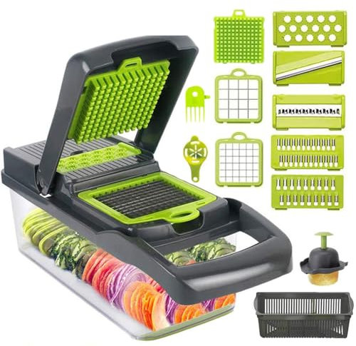 Vegetable Chopper Cutter Mandoline Vegetable Slicer Cheese Grater - Potato Onion Salad Veggie Chopper with Container - French Fry Potato Dicer Slicer Cutter - Kitchen Tools Gadgets