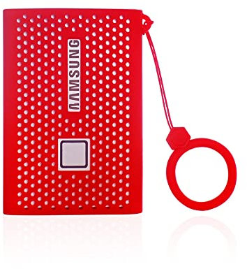 Housse pour Samsung T7, Housse de Protection en Silicone, étui de Voyage pour SSD Externe Solid State Drives Storage (Rouge)