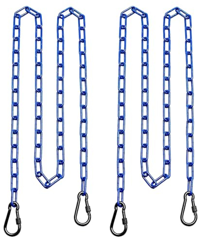 WWFFEN 2 Stück Hängesessel Verlängerungsketten, 1M Schwerlast Hängemattenkette mit 4 Karabinern, 453 kg Tragkraft, Ersatzteile für Spielplatz Yoga Sandsack Schaukeln, blau
