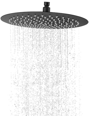 YKUKIZEE 10 inch Round Rain Shower Head Black Rainfall Shower Head Overhead | 304 Stainless Steel, Large, High Pressure Fixed Shower Heads Waterfall, for Bathroom Showers Room