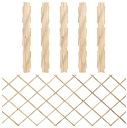 Trellis Fences Pack of 5 Solid Wood Fir 180 x 80 cm, Expandable Garden Fences for Yard and Garden, Robust Privacy Panels, Outdoor Grid for Climbing Plants