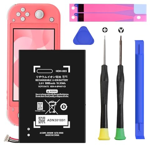 5080mAh HDH-003 Batterie pour Switch Lite Console de Jeu,Haute Capacité Nouvelle Batterie de Remplacement avec kit d'outils