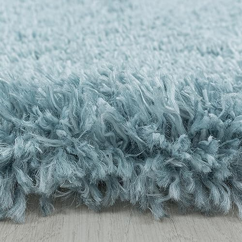 KADIMA DESIGN Teppich Hochflor Unifarben Elegant Kuschelig Weich Waschbar Strapazierfähig Langlebig 50mm Flor Blau 160x230 cm Schlafzimmer Schnelltrocknend | SALZACH