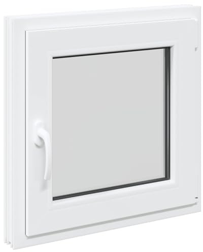 vidaXL Kellerfenster RISOR 60 x 60 cm PVC und Glas Weiß, Modernes Untergeschossfenster Design, Langlebige PVC-Glas-Konstruktion, Energieeffizient, Wärmedämmung, Schallisolierung, Drehbare Funktion
