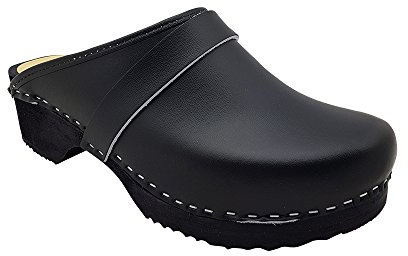 MB Clogs Original Schwedenclogs Gr. 34 – 47, Schwarz I Clogs aus Holz Klotschen Holz Pantoletten Herren Damen Holzschuhe Klogs Schweden Schuhe I Clogs Holzsohle Gartenschuhe Holzabsatz