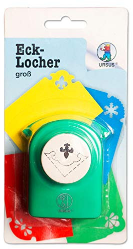Ursus 19640013 - Locher groß, Lilie, aus grünem Kunststoff mit Metallstanze, mit Druckknopffunktion für eine einfache Handhabung, zum Abrunden der Ecken