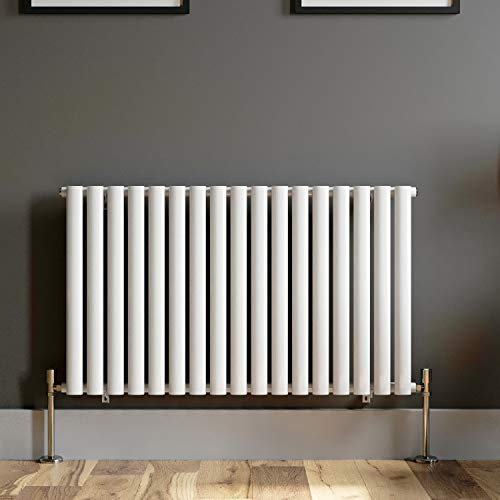 iBathUK Strata Horizontal Radiator, Single Oval Panel Radiators, 600x1020mm Slim Radiator for Bathroom,Kitchen,Living Room - White