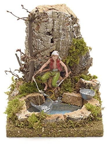 Holyart Pescatore nel Lago con Rete: Ambiente presepio