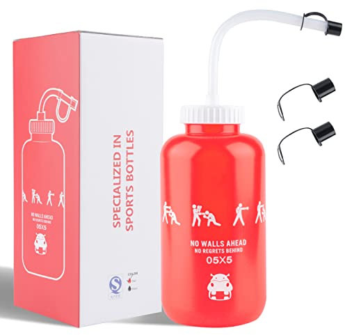 SHOKE Squeeze Sports Water Bottles Boxing Water Bottle with Long Straw BPA free Squeezable 1 Liter Hockey Water Bottle Plastic Leak Proof for Football Hockey Lacrosse Gym Cycling 32 Oz Mother's Day