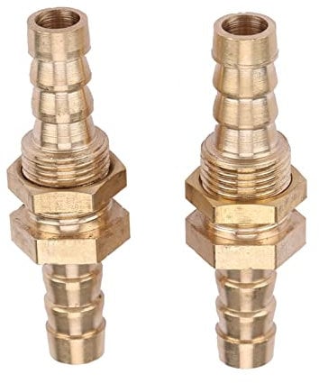 2 Stück Messing Schlauchstutzen Schottverschraubung 10mm, Rohrverschraubung Luft Wasser Kraftstoff Boot Verbreitet in Rohrverbindung, CNC-Bearbeitung (10mm)
