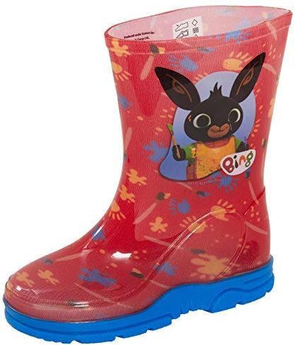 Cbeebies, Bing Bunny - Stivali di gomma per bambini e bambine, rosso con coniglietto, MNCK10427, Rosso