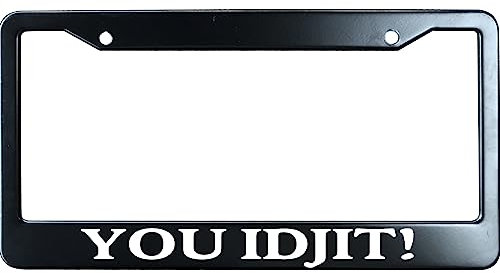 AllCustom4U You Idjit Humor Lustiger Kennzeichenrahmen Edelstahl Vanity Auto Zubehör Geschenkidee Kennzeichenhalter für US Fahrzeuge 2 Löcher und Schrauben