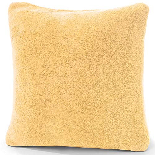 CelinaTex Xanio Dekokissen mit Innenkissen 45 x 45 cm beige Coral-Fleece Sofakissen Mikrofaser Kuschelkissen
