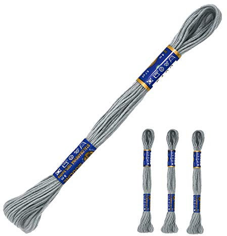 3 Docken Stickgarn je ca. 8m / Sticktwist 100% Baumwolle Stickerei verschiedene Farbwahl, Farbe :8832 bleifarben